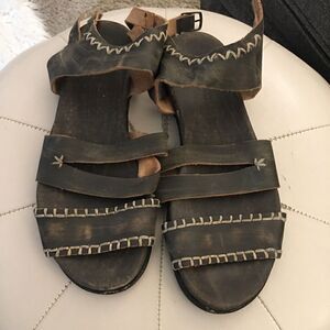 Distressed Leather fusion double buckle back sandals made in Mexico